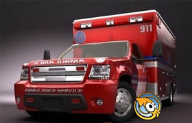 Turbosquid 3D Model: Emergency Ambulance Truck 2in1