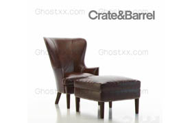 crate&barrel Dylan Leather Wingback Chair