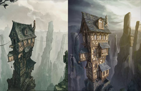 The Cliff Tower Fantasy - Blender 3D - Full course  ​
