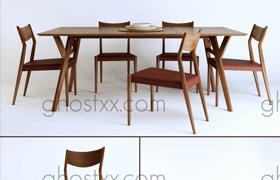 Tate Leather Dining Chair + Mid-century dining table