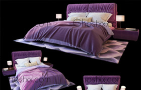 一套紫色的床模型