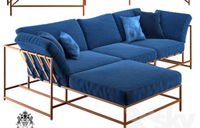 Corner sofa Indigo Denim and copper Sectional