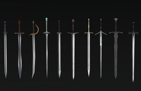 3D Models Prop Sword 50 Set Unity 3D