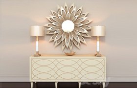 Two-Tone Credenza with Silver Nailheads