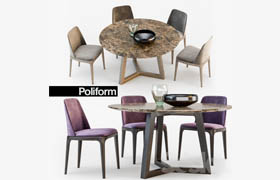 Poliform Grace chair Concorde table set2