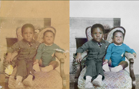 Lynda - Photo Restoration Fixing Stained Color and Damage
