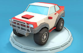 Cartoon Racing Jeep Low Poly - 3D Model