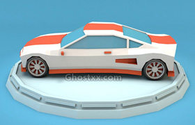 Cartoon Sport Car Low Poly - 3D Model