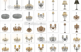 Italian chandeliers - Osgona style Art Deco - 3D Models