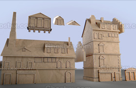 Paper Buildings and Building Model Kit - 3D model
