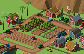 SimplePoly Farm VR-AR Low-Poly - 3D Model