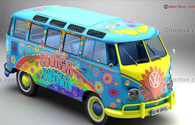 Volkswagen T1 Samba HIPPIE 1963 - 3D Model