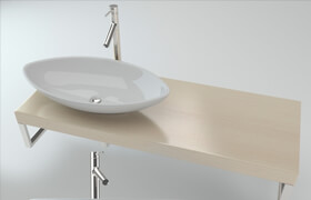 Washbasin on the wooden plate