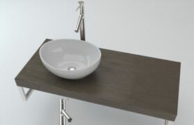 Washbasin on the wooden plate