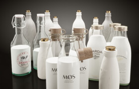 Milk bottles set