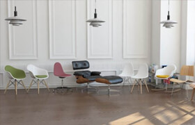 Aleso3D - Eames Furniture Pack + 2 Scenes With Night & Daylight Setup