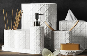 A set of accessories for the bathroom Rattan