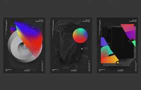 Baugasm™ Series #9 - Design 3 Different Abstract Posters in Adobe Photoshop and Illustrator
