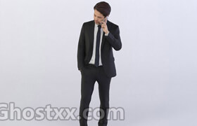 ​Chen 0332 Man in a Suit, Talking on a Phone - 3dmodel