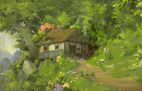 Paperblue - Hut in the Woods_Digital Painting