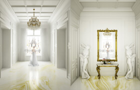 Neoclassical Interior Free Scene - 3d model