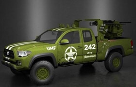 Ukrainian Military Forces Hand Made Battle Car - Pick UP 3D model