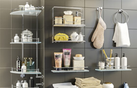 Accessories and cosmetics for the bath + Axentia shelves, Bemeta set 2