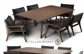 STELLAR WORKS RÉN DINING ARMCHAIR &amp; RÉN DINING TABLE