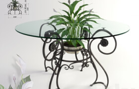 Forged table and plant &quot;Spathiphyllum&quot;