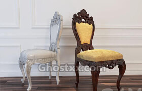 欧式雕花木质古典椅子模型
