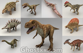 Turbosquid - 13 Lowpoly Dinosaur Rigged Models Pack $195