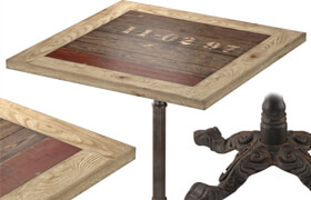 CAST IRON AND LARCH RESTAURANT TABLE SQUARE