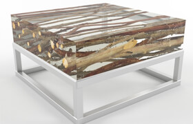 Kisimi Acrylic Coffee Table with Metal Base
