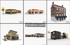 DigitalXModels - 3D Model Collection vol 36 CORNER SHOPS 1