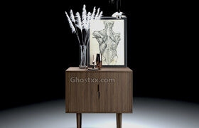 Cubebrush - Feather Grass & Credenza Set 3D model