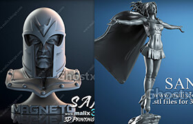 Cubebrush - MAGNETO and SuperGirl for 3D Printing - 3dmodel