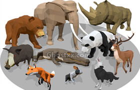 Cubebrush - Animals Africa Cartoon Collection - Animated 01 - 3dmodel