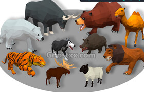 Cubebrush - Animals Africa Cartoon Collection - Animated 02 - 3dmodel