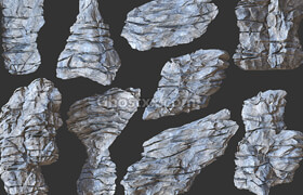 Cubebrush - Low poly Realistic Rocky Sharp Cliff Modular Pack - 3dmodel