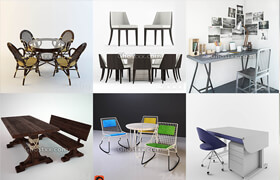 3dsky - chair & desk - 桌椅组合模型 p1