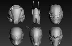 Cubebrush - set of a sci-fi heads part 1 v1