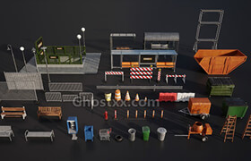 Kitbash3d - PROPS StreetSide - 3dmodel