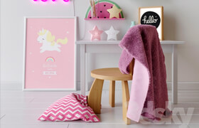 Decorative set in the nursery for girls