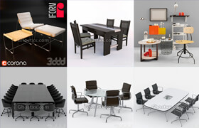 3dsky - chair & desk - 桌椅组合模型 P3