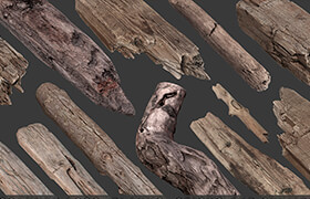 Cubebrush - Scanned Logs, Planks, Sticks and Stumps - 3dmodel