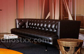3D Model High Back Black Leather Sofa  Mibs Studio
