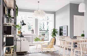 Scandinavian interior room (Corona) for 3ds Max