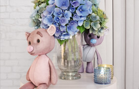 Decorative set with hydrangea