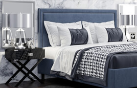 Bed TOV Furniture Reed Navy Velvet Tufted