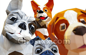Cgtrader - Dog pack Low-poly 3D model